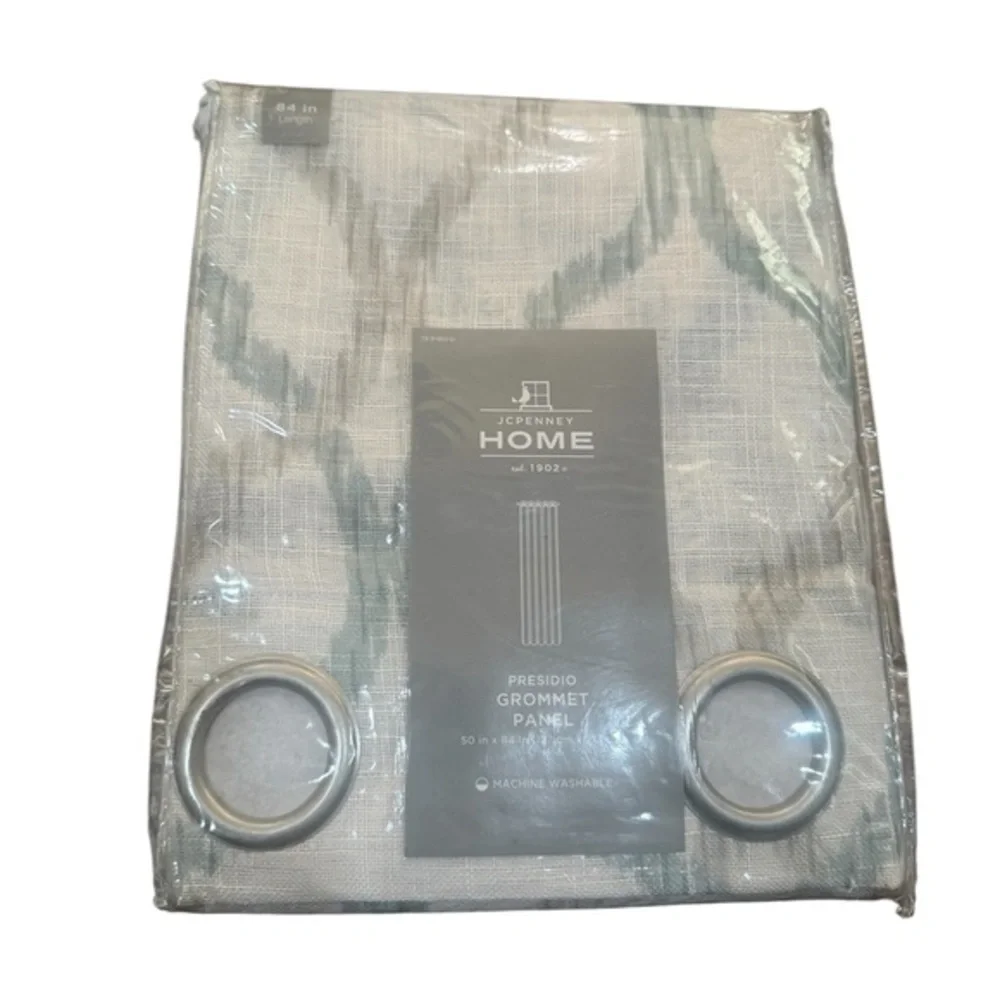 JCPenney Home Presidio Grommet Panel in sea / multi sheer 84
